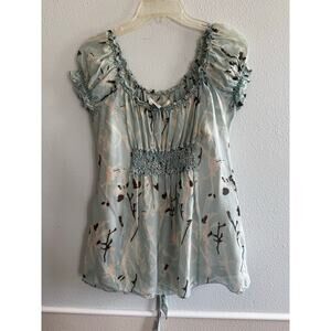 Y2K Max Studio Silk Babydoll Top Size L